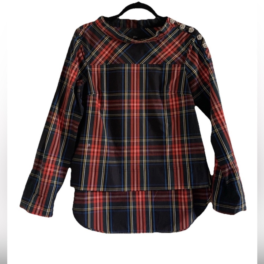 J. Crew Multicolor Plaid Shirt size op stretch